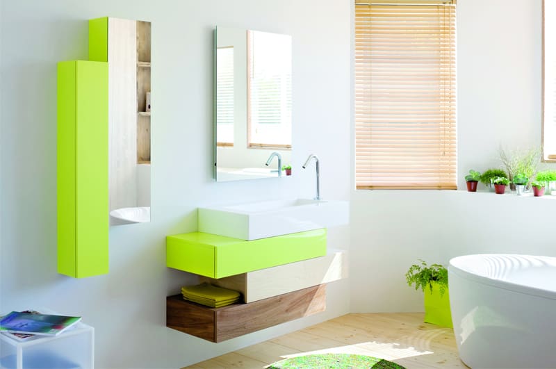 baño moderno color pistacho