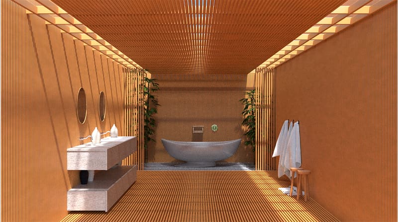 baño moderno oriental