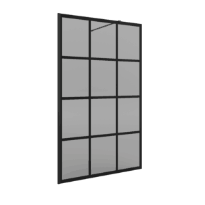 Panel fijo con perfileria negra y vidrio Fumé de 8 mm decorado Frame - Serie heaven Black- Salgar